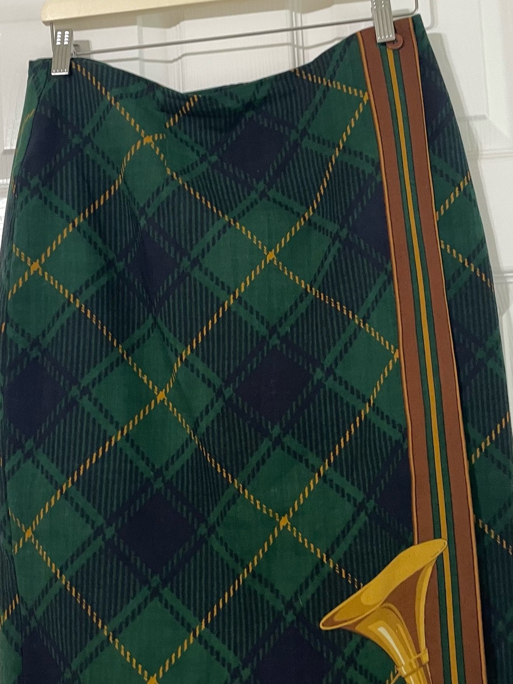 Brooks Brothers Vintage Wool Equestrian Fox Hunt Novelty Tartan Plaid Wrap Skirt - Picture 3 of 7